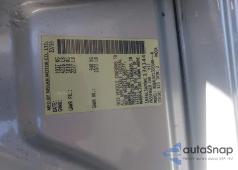 2017 Nissan Altima 2.5 Sr z USA, uszkodzony, nr VIN 1N4AL3AP0HC134144